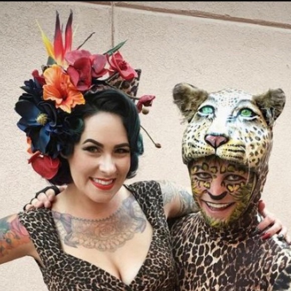 Custom Handmade Leopard and Floral Headdress